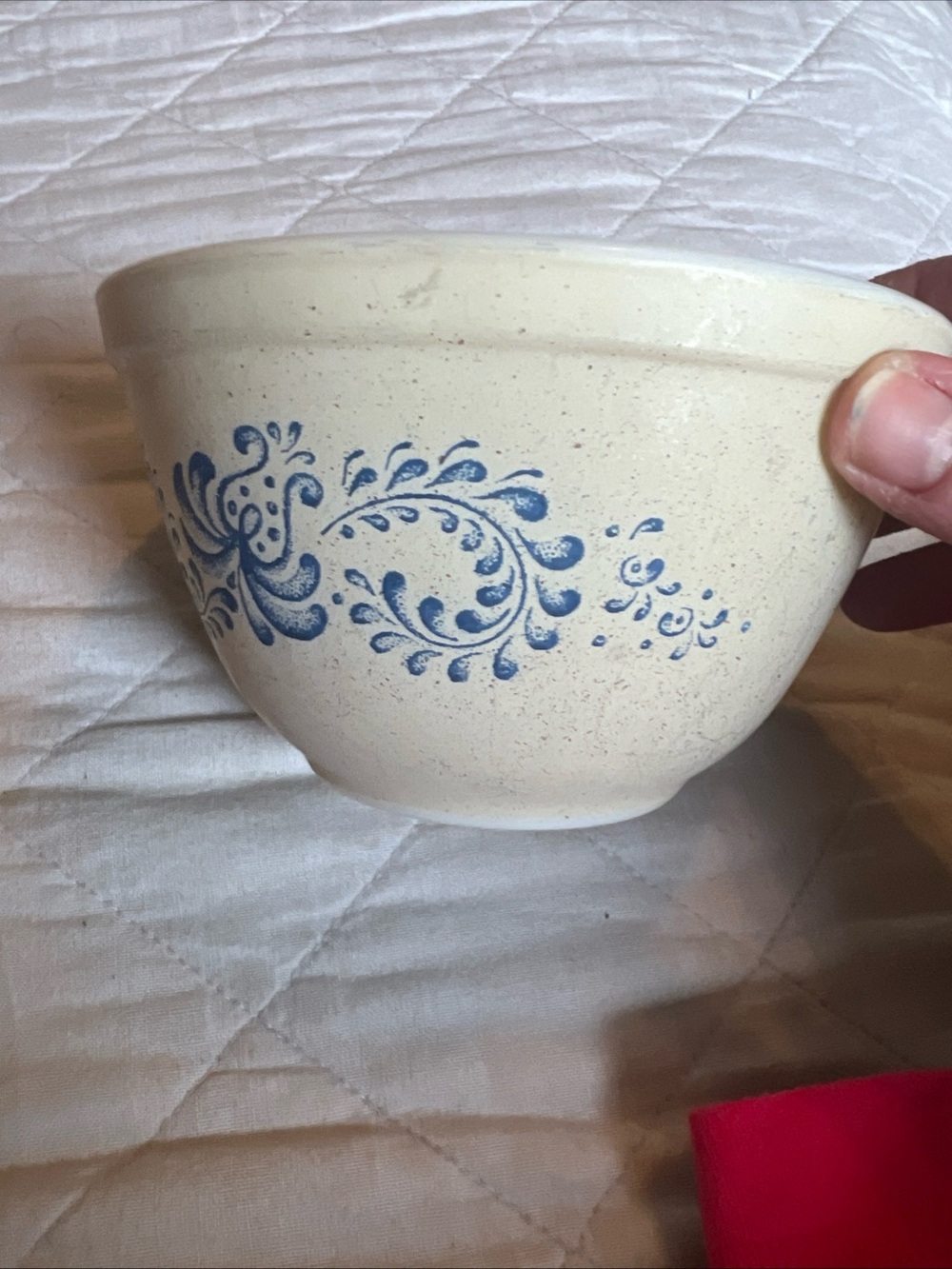 Blue Floral Speckled Stoneware Pyrex Mixing Bowl
